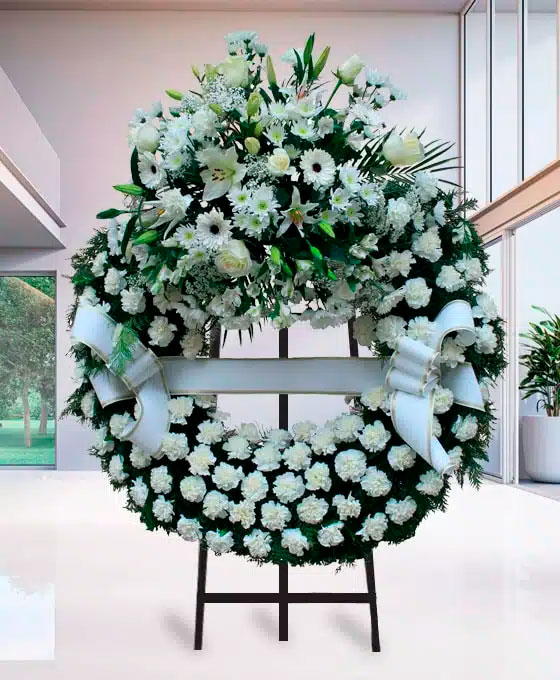 Corona Funeraria de claveles blancos para Tarragona